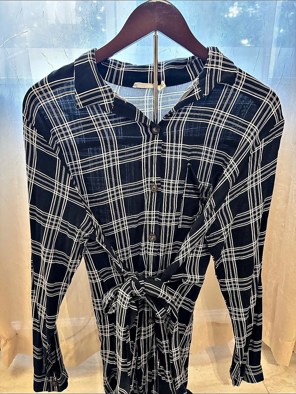 Lush Black & White Plaid Maxi Dress Like New